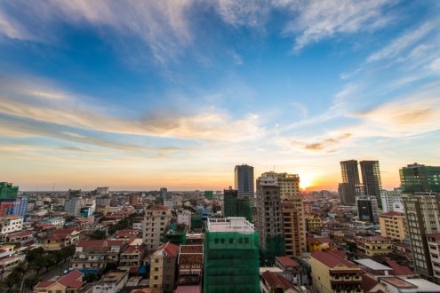 skyline over phnom penh cambodia